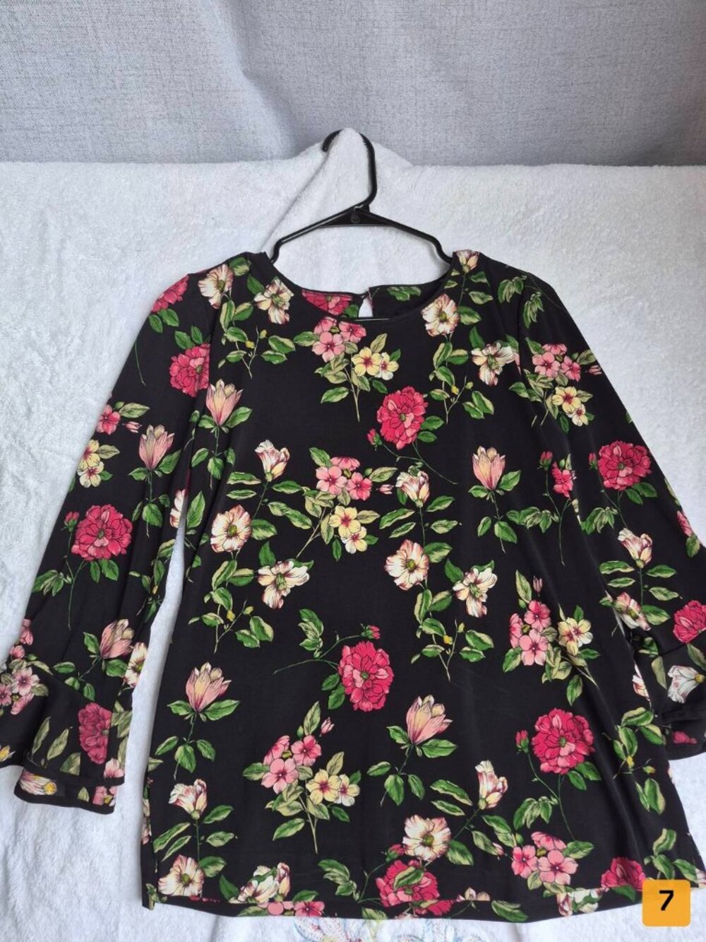 Karl Lagerfeld Floral Print Long Sleeve Dress black